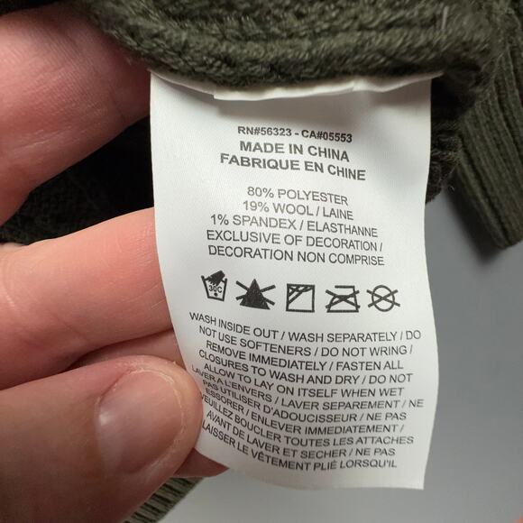 Nike Life Olive Cable Knit Oversized Turtleneck Sweater Men’s Small - Picture 5 of 6